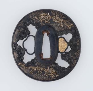 Tsuba with design of dragons and clouds
