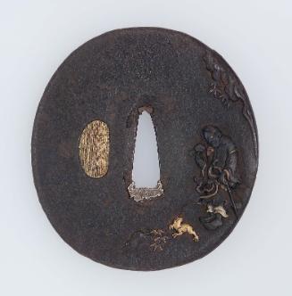 Tsuba with design of Gama Sennin and toad