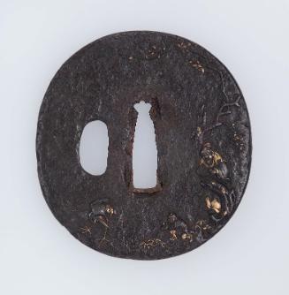 Tsuba with design of Chinese sage, child and crane