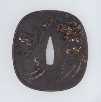 Tsuba with design of Raijin raising a storm