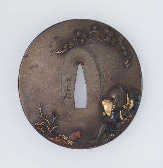 Tsuba with design of Gama Sennin and toad
