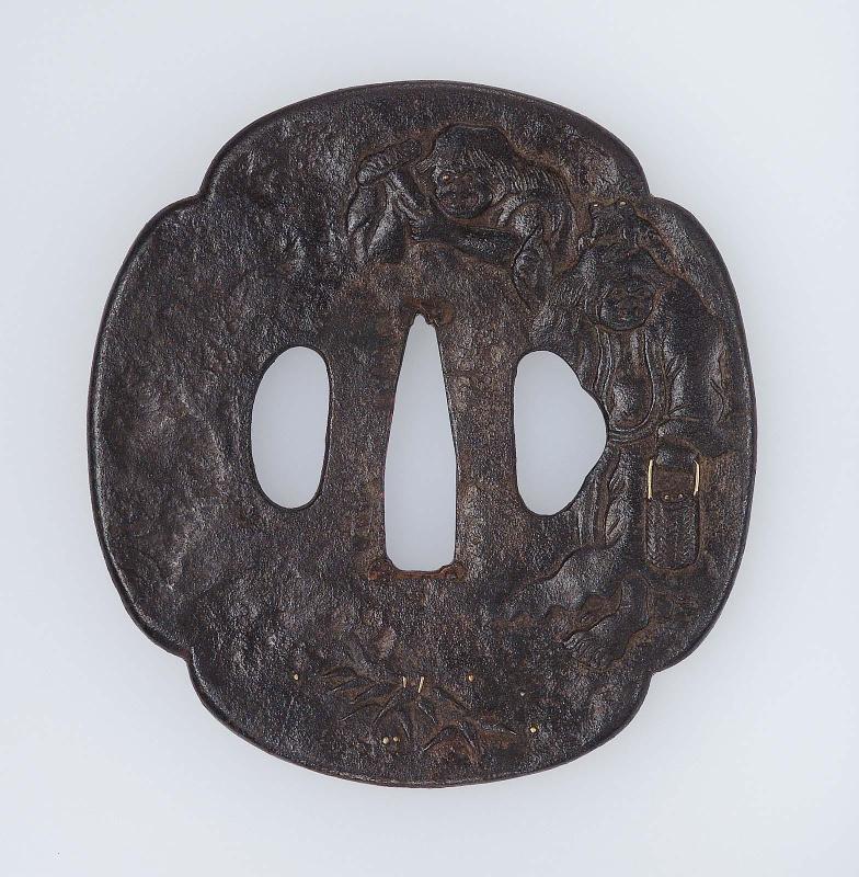 Tsuba with design of Gama Sennin and another sennin