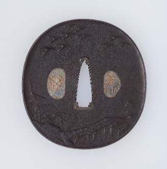 Tsuba with design of bridge and geese