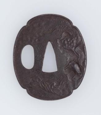 Tsuba with design of egret and lotus