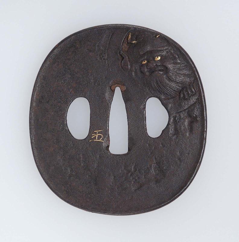 Tsuba with design of Shoki and oni