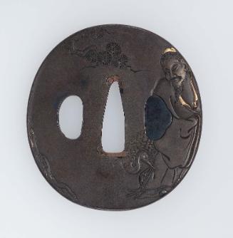 Tsuba with design of Jurojin and crane