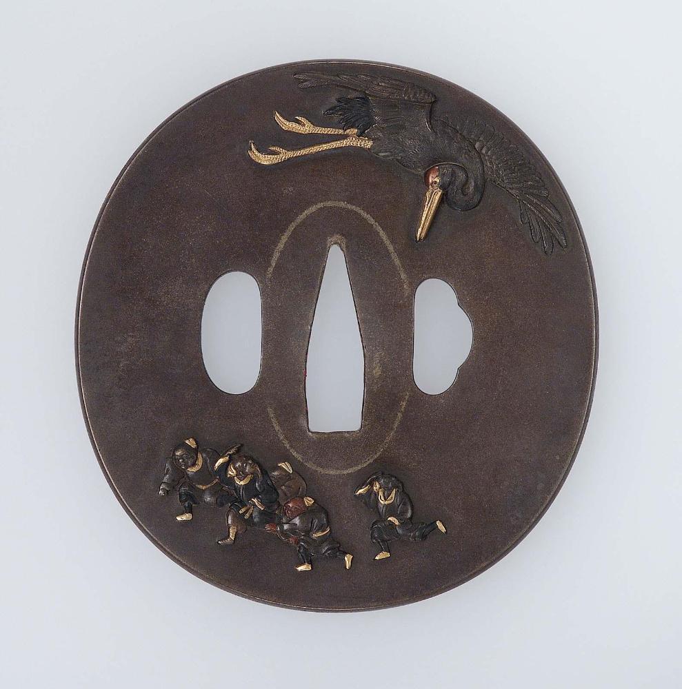 Tsuba with design of karako fleeing from a giant crane