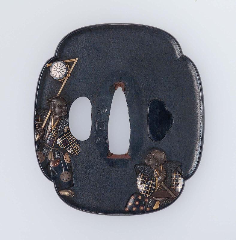 Tsuba with design of two entertainers