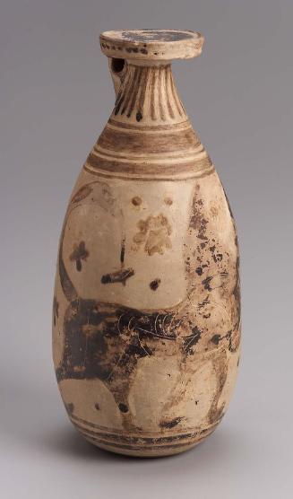 Oil flask (alabastron) with a panther and bird