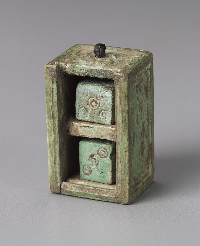 Box containing two dice