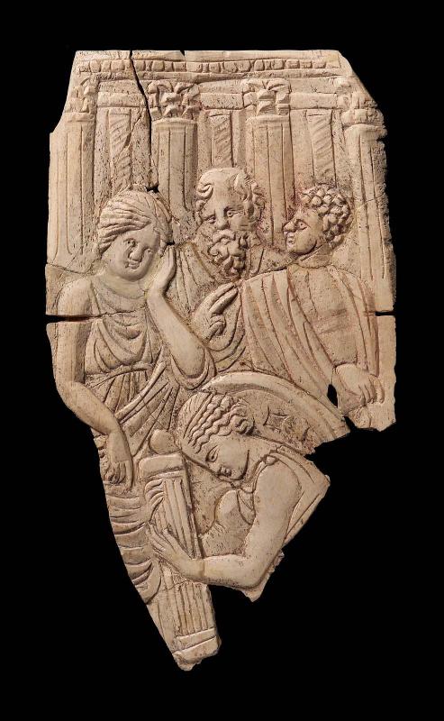 Plaque with partial scene of Briseis and Achilles