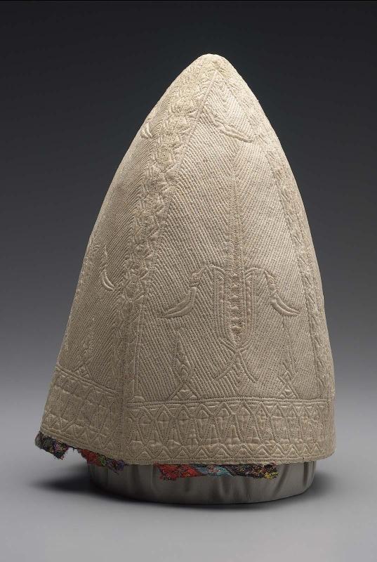 Dervish cap with cypress trees and birds