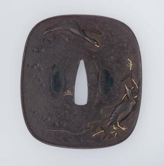 Tsuba with design of geese and reeds