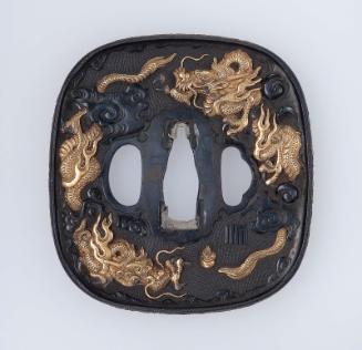 Tsuba with design of dragons and jewels