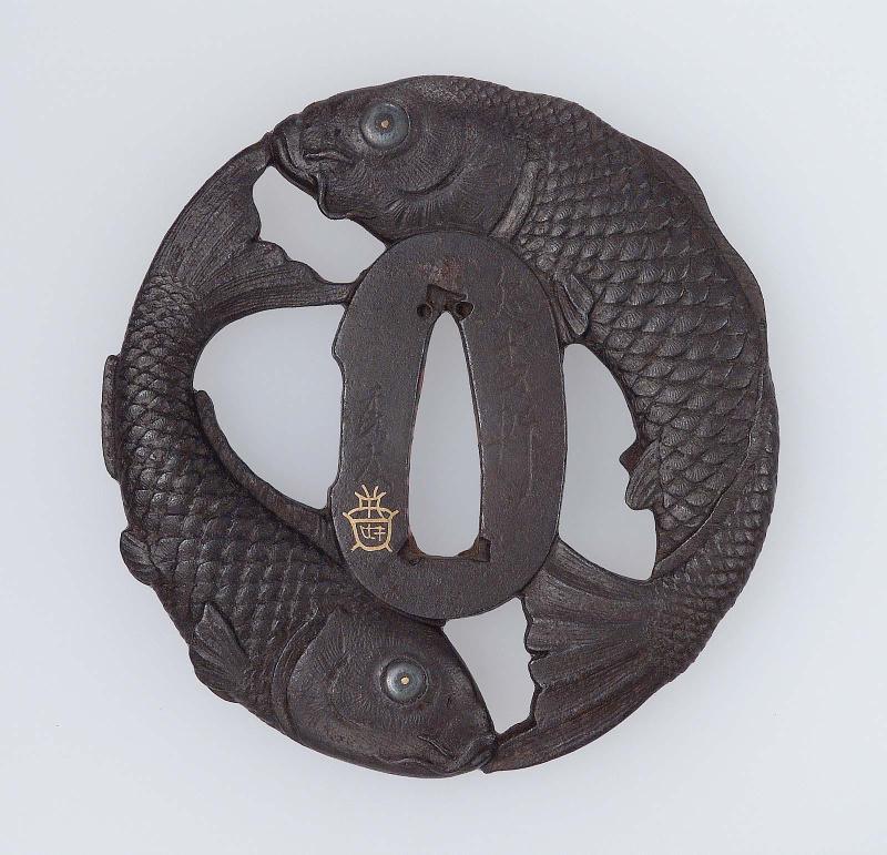 Tsuba with design of two carp