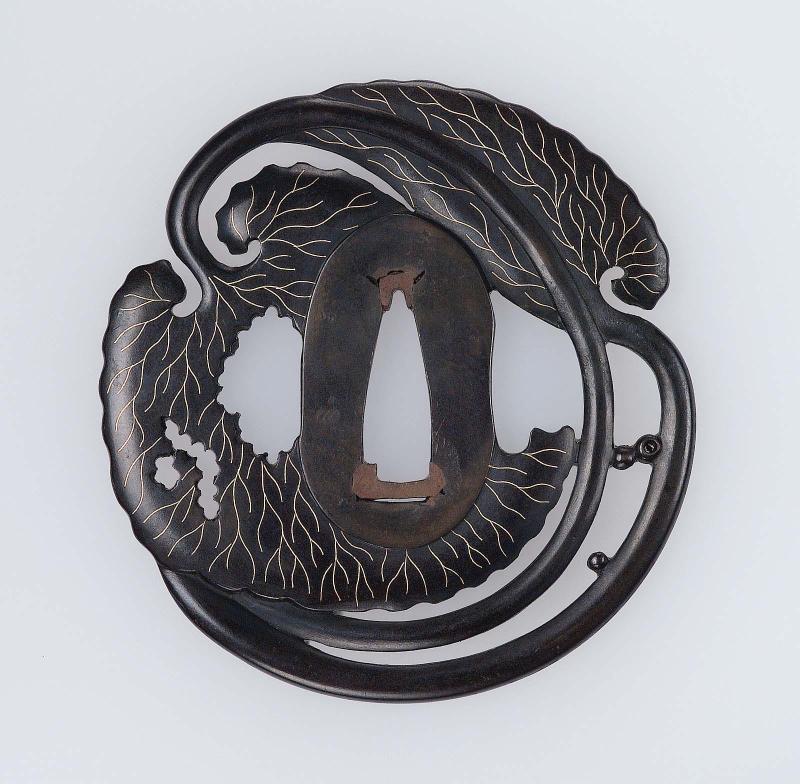 Tsuba with design of two leaves