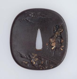 Tsuba with design of Chohi on horseback