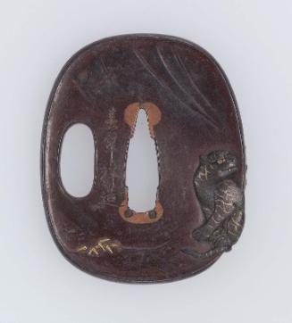 Tsuba with design of tiger and susuki grass