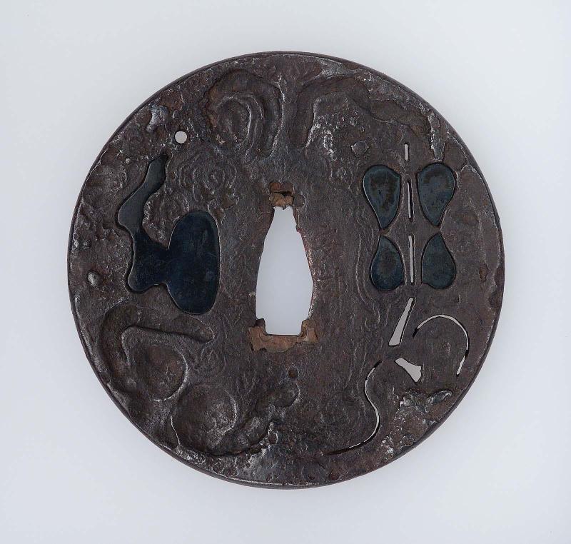 Tsuba with design of a fan and other shapes