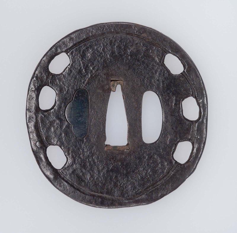 Tsuba with abstract piercing and engraving