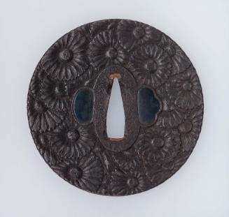 Tsuba with design of chrysanthemums