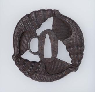 Tsuba in the form of three conch shells