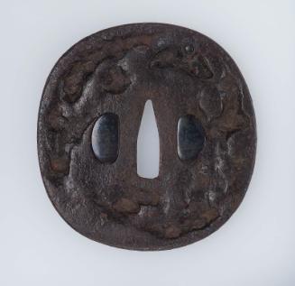 Tsuba with cloud and bat (?) designs