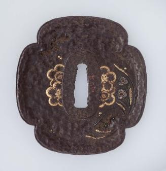 Tsuba with design of plum and narcissus