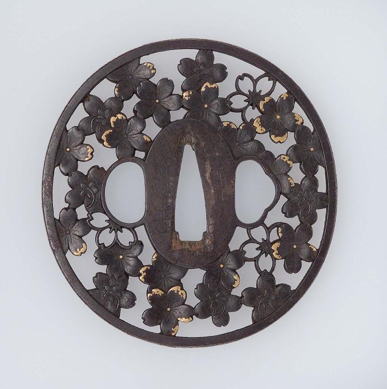 Tsuba with design of cherry blossom