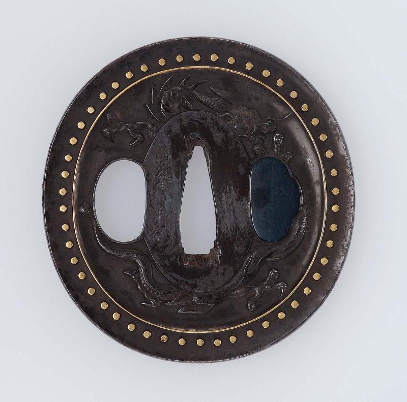 Tsuba with design of rain dragons