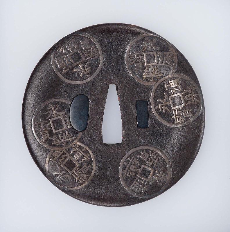 Tsuba with design of antique coins
