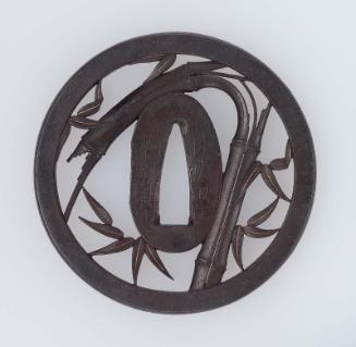 Tsuba with design of bent and split bamboo