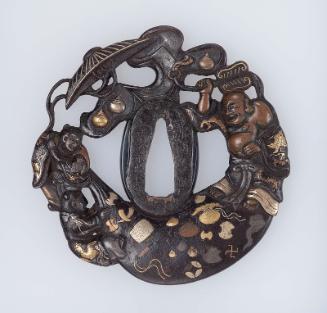 Tsuba with design of Hotei, karako and takaramono