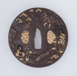 Tsuba with design of the Kokei sansho, Three Laughers of Tiger Torrent