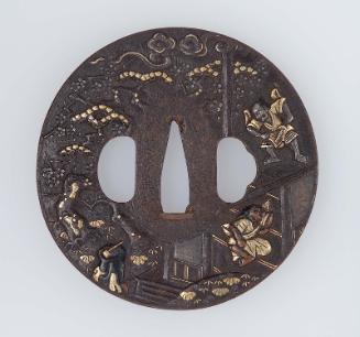 Tsuba with design of an unidentified samurai episode