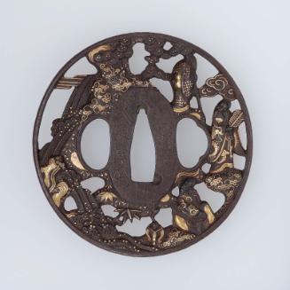 Tsuba with design of a gathering of Chinese scholars