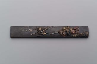 Kozuka with design of a mounted samurai in pursuit of another samurai on foot