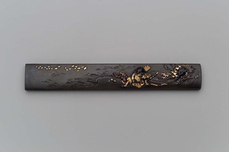 Kozuka with design of Asahina Saburo and one of the oni of Kikaigashima
