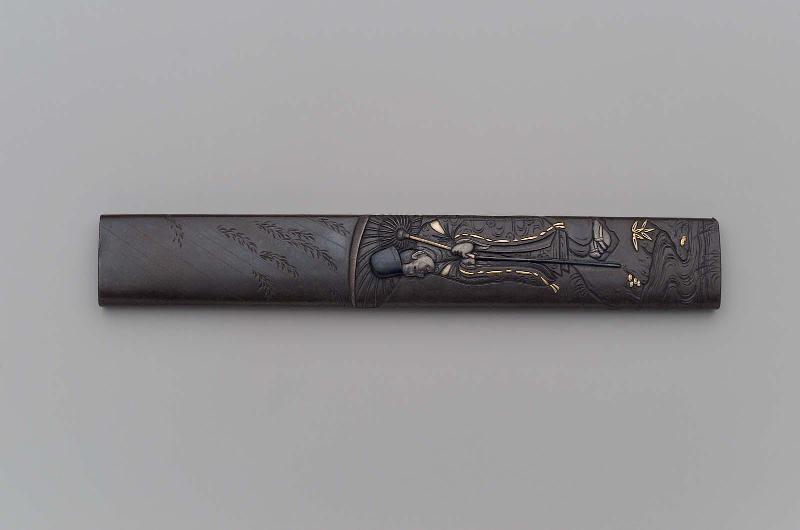 Kozuka with design of Ono no Tofu watching a frog