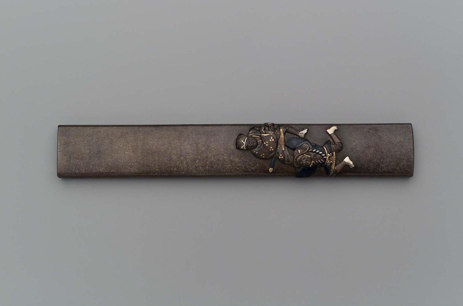 Kozuka with design of samurai and yakko