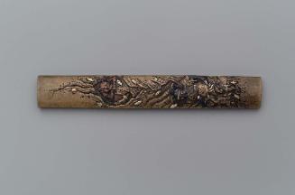 Kozuka with design of oni hiding from Shoki on a crag