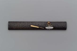 Kozuka with design of fukujuso plant and fan