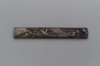 Kozuka with design of goat on a crag by a waterfall