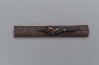 Kozuka with design of lotus leaf and stalk