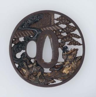 Tsuba with design of Yorimasa and I no Hayata slaying the nue