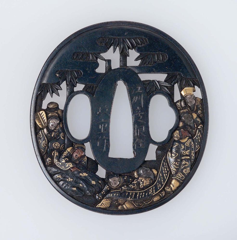 Tsuba with design of the Seven Sages of the Bamboo Grove