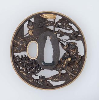 Tsuba with design of an episode from the life of the young Yoshitsune (Ushiwakamaru)