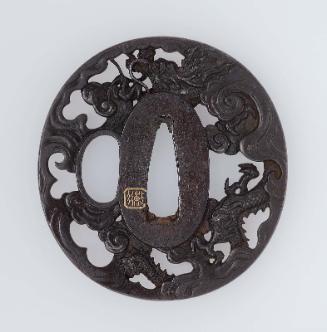 Tsuba with design of dragon and clouds