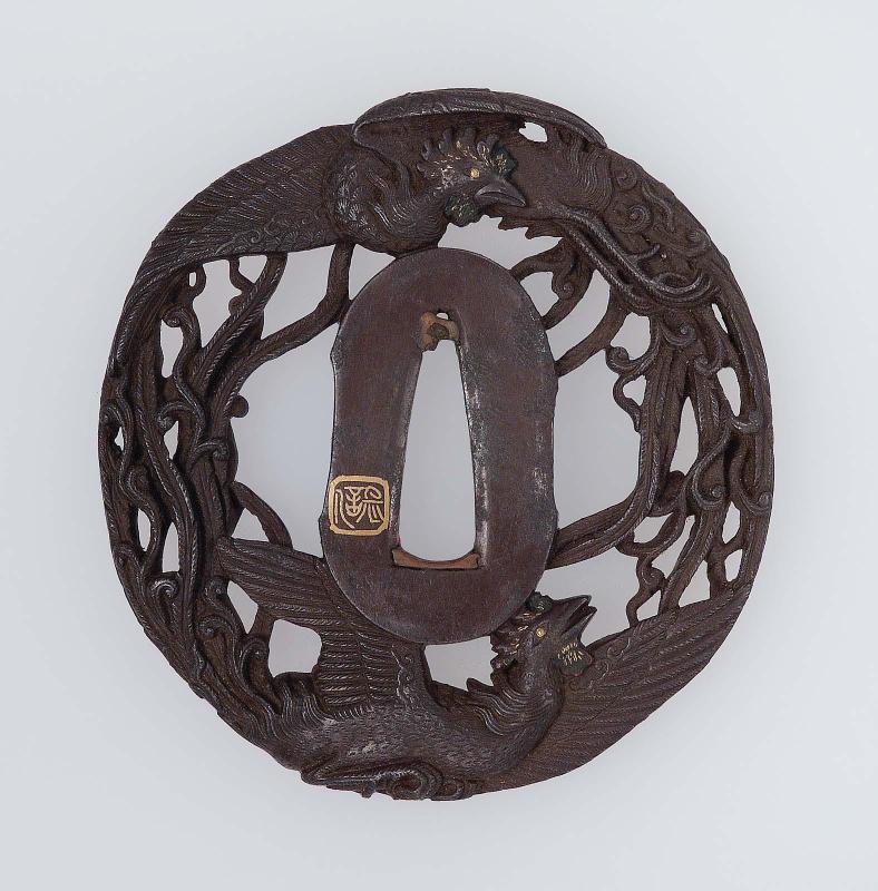 Tsuba with design of ho-o birds