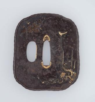 Tsuba with design of warbler on a plum branch